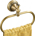 Flybath Oval Towel Ring Antique Brass Exquisite Pattern Carving Hanger Towel Holder for Bathroom Kitchen Accessories Wall Mounted Brushed Bronze