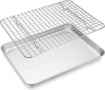 Onader k&uuml;psetusplaat koos jahutusrestiga, roostevabast terasest ristk&uuml;likukujuline k&uuml;psetusvorm, ahjuplaat koos koogiriiuliga, 31,4 x 24,6 x 2,5 cm, mittetoksiline ja n&otilde;udepesumasinakindel