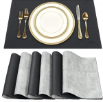 SUEH DESIGN Leather Place Mats Set of 6 Washable Leather Look Place Mats Heat Resistant PU Faux Leather Place Mats for Home Kitchen Dining Table 43 cm x 31 cm