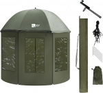 Zite Fishing Schirmzelt Wasserabweisend [Anglerzelt Halboffen & Geschlossen 250cm + Schirmst&uuml;tze] Karpfen Angelzelt Angelschirm mit Seitenwand Angelschirme Angel Schirm Anglerschirm Schirmzelt Angeln