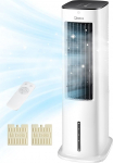 Midea Silent Air Cooler Pro 4-in-1 Mobile Air Conditioning Quiet: Air Cooler, Tower Fan, Humidifier and Air Purifier, with Remote Control, 5 L Water Tank, 355 m&sup3;/h Air Flow, 55 W, LED Display, Timer, White