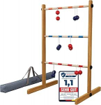 WELLGRO puidust redelgolf - Massiivne m&auml;nnipuit - Koos hoiukoti ja m&auml;ngujuhendiga - viskem&auml;ng, osavusm&auml;ng, redelim&auml;ng