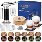 CWLAKON Cocktail Smoker Kit, Whiskey Smoker Set koos t&otilde;rvikuga, Whiskey Bourbon Old Fashioned Drink Smoker Kit koos 6 puidust laastudega, j&otilde;ulukingitused meestele, isale, abikaasale (ilma butaanita)