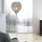 Wangirl Modern Crystal Living Room Floor Lamp Silver Chrome Bedroom Lights (24.99 cm x 164.08 cm).
