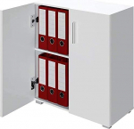 BAKAJI Double Door 2 Tier Sideboard Cabinet Multi-Purpose Cabinet Kitchen Office Modern Design MDF 77 x 31 x 60 cm (White)