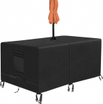 Kovshuiwe ruudukujuline terrassilaua kate koos vihmavarju auguga Raske veekindel 600D Oxfordi kangas v&auml;ljas muru Patio m&ouml;&ouml;bli kate (274 x 208 x 60 cm)