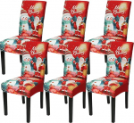 Betylifoy Christmas Chair Covers, Stretch Christmas Dining Room Chairs, Set of 6 Chair Covers with Santa Claus Christmas Chair Protective Covers for Dining Room, Hotel, Wedding, Holiday, Party Decor