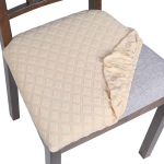 SearchI Dining Chair Seat Covers Stretch Jacquard Chair Seat Covers Removable Washable Upholstered Chair Seat Protector Slipcovers for Kitchen Office (Beige)