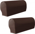 Bestenrose Armrest Cover Waterproof PU Leather Chair Armrests Stretch Armchair Couch Armrest Cover Sofa Couch Armrest Protector Pack of 2 Deep Coffee