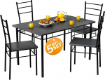 Casaria&reg; Dining Table with 4 Chairs Wood 5-Piece Set Metal 110 x 70 cm Industrial Modern Dining Room Kitchen Chairs Table Furniture Dining Set Leo Anthracite