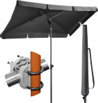 Menz R&otilde;duvarju - 3-in-1 p&auml;ikesekaitse r&otilde;dukomplekt antratsiidis, UPF 50+ P&auml;ikesevarju ristk&uuml;likukujuline 200 x 125 cm + p&auml;ikesevarju hoidja r&otilde;dukate + p&auml;ikesevarju kate