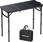 VINTEAM Kokkupandav laud, 87 x 40 cm, 3 korda kokkuklapitav, 3-suunaline reguleeritav k&otilde;rgus, alumiiniumist kokkupandav laud, r&otilde;dulaud, k&uuml;ljelaud, aialaud, kerge ja kaasaskantav, ideaalne telkimiseks, grillimiseks, piknikuks.