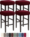 LIULIWEIFA Baaritooli katted Ristk&uuml;likukujuline komplekt 4/2/1 Sadulakate Stretch Vanity Cover Washable Counter Chair Covers Red 4 Pack