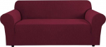 H.VERSAILTEX Stretch diivanikate 3 padjadele Diivanikatted Diivan Slipcovers elutoa funktsioon Paks ruuduline Jacquard kangas elastse alusega diivan suur - Burgundy