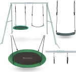 HyperMotion Swing HYP2 aiakiikede komplekt - topelt- ja pesakiik koos raamiga, k&otilde;rgus reguleeritav 85-140 cm, maksimaalne koormus 200 kg, sobib 2-3 lapsele.