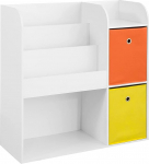 SoBuy KMB37-W laste raamaturiiul 5 riiuli ja 2 riidest kastiga m&auml;nguasjade riiulite hoidmise riiul lastele m&auml;nguasjade korraldaja valge W x H x H x D x H x H x H x H x H x H x H x H x H x H x W x H x H x H x H x W x H x H x H