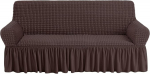 NICEEC Diivan Slipcover, pruun, 1 tk, Easy Fit Universal High Stretch vastupidav m&ouml;&ouml;bli kaitsja koos seelikuga, Country Style (3 istekohaga, &scaron;okolaad)