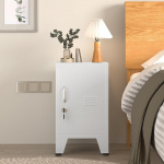 Valge metallist &ouml;&ouml;kapp, reguleeritava riiuliga lauaalune kapp, lukuga k&uuml;ljelaud, virnastatav v&auml;ike hoiukapp magamistuppa, elutuppa, kontorisse