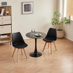 S&ouml;&ouml;gitoa komplekt laud ja toolid 2 inimesele, &uuml;mmargune s&ouml;&ouml;gilaud ja 2 skandinaavia tooli, sobib k&ouml;&ouml;ki, s&ouml;&ouml;gituppa, r&otilde;dule, kohvikusse jne (must laud + mustad toolid).