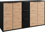byLIVING Sideboard Rimini / Melamiinist tammepuust must ja Artisan tammepuust / 4 ust B 139 x K 80 x S 39 cm