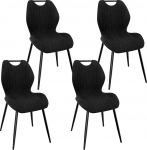 S&ouml;&ouml;gitoa toolid 4 polsterdatud tooli komplekt k&otilde;rge seljatoega kangaga ja mustaks v&auml;rvitud metalljalad s&ouml;&ouml;gituppa, magamistuppa ja vastuv&otilde;tule, mustad