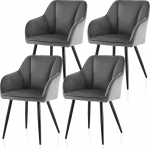 TUKAILAI s&ouml;&ouml;gitoa toolid, komplekt 4, sametist s&ouml;&ouml;gitoa toolid k&auml;etoega, k&auml;etugi, k&ouml;&ouml;gitool, polsterdatud tool pol&uuml;estrist metallist jalgade ja seljatoega s&ouml;&ouml;gituppa, elutuppa