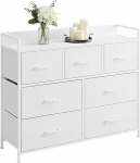 Relaxdays kapp, 7 riidest sahtlit, metall, MDF, K x S x S 98 x 85 x 28,5 cm, elutuba, esik, panipaik, valge