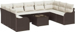 9-Teiliges Garten Sofa Set mit Kissen Grau Poly Rattan, 2-Sitzer Garten Sofa mit Stauraum & Kissen Braun Poly Rattan Gartenlounge Model3354537