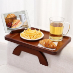 SINWANT Bamboo Sofa Tray Clip On for Wide Sofas Coucharm with 360&deg; Rotating Phone Holder Clip Side Living Room Tables Armrest Dining Drinking Table 39cm D x 24cm W x 4cm H