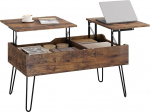 WOLTU BTS14shm kohvilaud, reguleeritava k&otilde;rgusega, kahepoolsete t&otilde;steplaatidega k&uuml;ljelaud, t&otilde;stetav laud, elutoa laud, varjatud hoiuruum, vintage pruun, puitmaterjal metall,