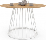 IDMarket - Yuna &uuml;mmargune s&ouml;&ouml;gilaud 6-le inimesele puidust plaadiga ja valge metallist alusega 110 cm