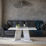 Muro Mini - Kohvilaud 110 x 70 cm K&otilde;rgus 60 cm - Ristk&uuml;likukujuline kohvilaud - Diivanilaud - Kohvilaud - Elutoa laud Modern - K&otilde;rvallaud V&auml;ike valge k&otilde;rgl&auml;ikega / Stone Look