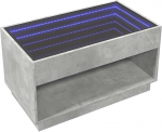 vidaXL kohvilaud, Infinity LED-iga k&uuml;ljelaud, kohvilaud, diivanilaud elutuppa, elutoa laud koos hoiuruumiga, betoonhall, puitmaterjal, klaas