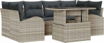 7-teiliges Garten Sofa Set mit Kissen Hellgrau Poly Rattan Gartenlounge Model3357315