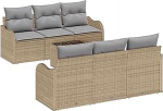 7-teiliges Garten-Sofa-Set mit Kissen Beige Poly-Rattan Gartenlounge Model3354259