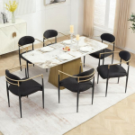 S&ouml;&ouml;gitoa toolid komplekt 6 musta seljatoega Moodne k&ouml;&ouml;gitoolid Boucl&eacute; kangast metallist jalgadega, elutoa toolid kuldsete k&auml;etugedega k&ouml;&ouml;ki, elutuppa, magamistuppa