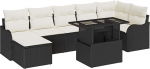 8-teiliges Garten-Sofa-Set mit Kissen Schwarz Poly Rattan, 2-Sitzer Garten-Sofa mit Kissen Schwarz Poly Rattan Gartenlounge Model3348503