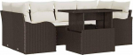 7-teiliges Garten Sofa Set mit Kissen Braun Poly Rattan, 2-Sitzer Garten Sofa mit Kissen Braun Poly Rattan Gartenlounge Model3348394