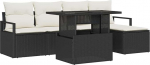 6-teiliges Garten Sofa Set mit Kissen Schwarz Poly Rattan, 2-Sitzer Garten Sofa mit Kissen Schwarz Poly Rattan Gartenlounge Model3348803