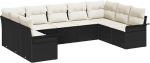 Gartensofa-Set mit Kissen Schwarz Poly-Rattan Gartenm&ouml;bel Model3345517