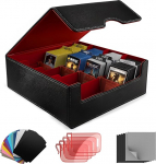 Kauplemiskaartide hoiukarp 3000 kaardile - MTG Commander Magnetic Deck Box veekindlast PU nahast - 24 vaheseinaga, 4 kaardistendiga ja 6 puhastuslapiga - Pokemon, TCG & YuGiOh jaoks.