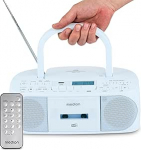 MEDION DRX-1 Plus Boombox (kaasaskantav DAB+ FM raadio, Bluetooth, CD m&auml;ngija, MP3, kassett, k&otilde;rvaklapid, stereo helis&uuml;steem, AUX, v&otilde;rk ja aku) Sinine