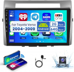 2+64G podofo 9-tolline autoraadio 2 DIN Android auto Toyota Corolla Verso AR10 2004-2009 traadita Carplay Android autoraadio Bluetooth HiFi RDS/FM + AHD tagurduskaamera/DVR/Canbus