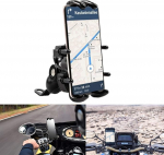 APEBAZY mootorratta telefonihoidja tahavaatepeegli jaoks, universaalne alumiiniumisulamist valmistatud mootorratta telefonihoidja, 360 p&ouml;&ouml;ramine GPS-navigatsioonihoidja 4-6,8-tollise nutitelefoni jaoks