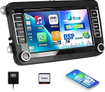 CAMECHO 6+128G 7-tolline 8-tuumaline satelliitnavigatsiooniga autoraadio VW Golf 5 6 Polo Touran Tiguan Passat B6 B7 Seat Skoda, Android 13 traadita Carplay Android auto Bluetooth Volkswagen raadio koos WiFi GPS FM/RDS +