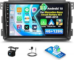 4+128G Android 15 autoraadio Mercedes-Benz Smart Fortwo 451 2005-2010, 9-tolline Incell puuteekraaniga raadio traadita CarPlay & Android Car Bluetooth 5.0 GPS WiFi FM/RDS 32EQ+ AHD tagantvaate kaameraga