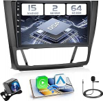 Hikity 2 + 64 GB Android 15 autoraadio BMW seeria 1 E81 E82 E87 E88 raadio traadita Carplay Android auto, 9-tolline IPS puuteekraaniga raadio koos tagurduskaamera, Bluetooth, Navi, WiFi, DSP, EQ, peegliga