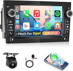 Carplay Autoradio f&uuml;r Opel Corsa Combo Astra Antara Signum 2000-2011, 4GB+64GB Car Stereo mit Android Auto GPS Navi WiFi Bluetooth FM/RDS Radio USB SWC Canbus Schwarz+ Tagfahrkamera