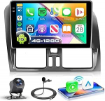 4G + 128G autoraadio Android 15 Volvo XC60 2008-2013 jaoks, 9-tolline HD puuteekraan koos juhtmevaba Carplay Android autoga, autoraadio GPS Wi-Fi USB Bluetooth FM RDS raadio tagasip&ouml;&ouml;rdumiskaameraga