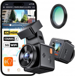 VANTRUE E1 Pro 4K HDR STARVIS 2 Dash Cam auto ees, 5 GHz WLAN Mini Dash Cam koos CPL, GPS h&auml;&auml;lk&auml;sklustega, 15 sekundi puhvri parkimise j&auml;lgimine, suurep&auml;rane &ouml;ine n&auml;gemine, 1,54-tolline 160&deg; peidetud autokaamera,